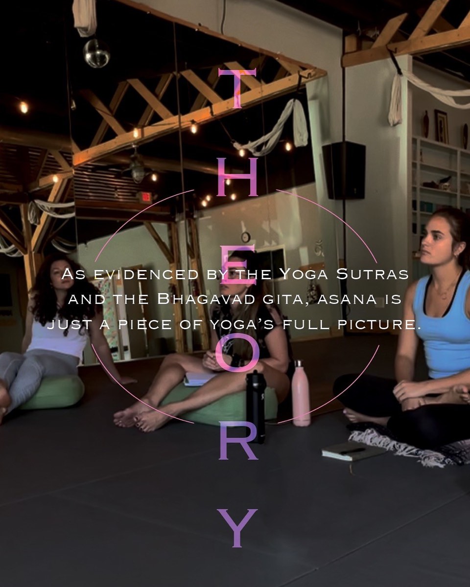 Theory: as evidenced by the Yoga Sutras and the Bhagavad Gita, asana is just a piece of yoga's full picture